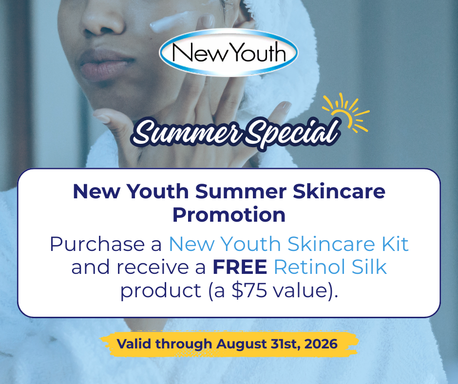 Purchase a New Youth Skincare kit and receive a free Retinol Silk product